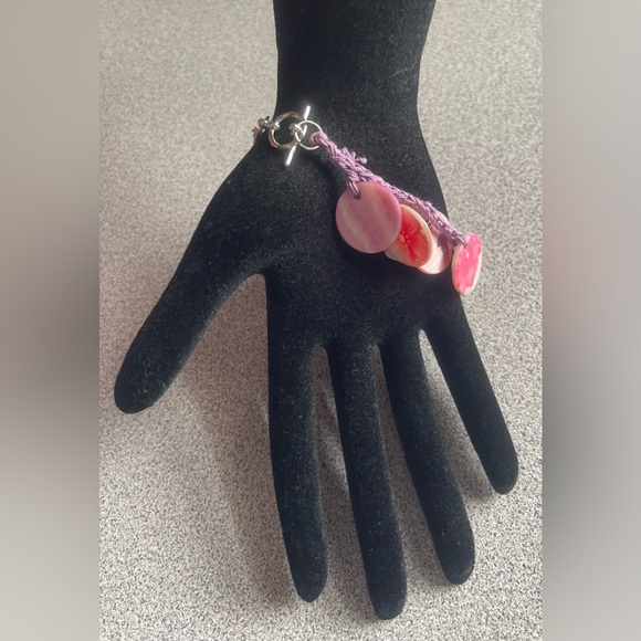 Purple & Pink Shell Crochet Bracelet - Picture 2 of 6